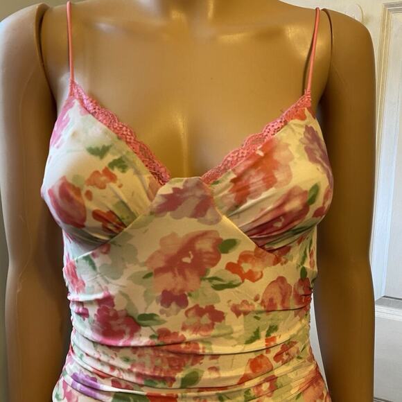 Princess Polly Babydoll Dress Sz 4 Beige Red Pink Rose Ruched Bodycon Sexy Love - Picture 5 of 11